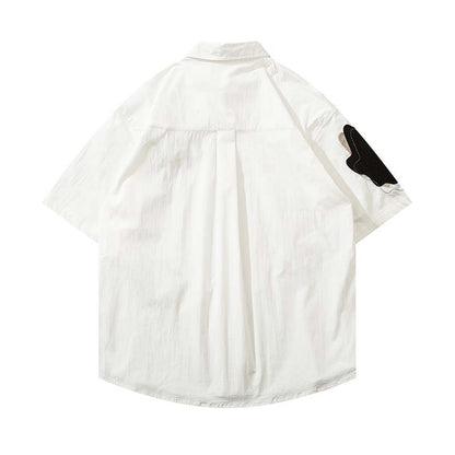 Men's Cloud Fringed Lapel Short Sleeved Shirt