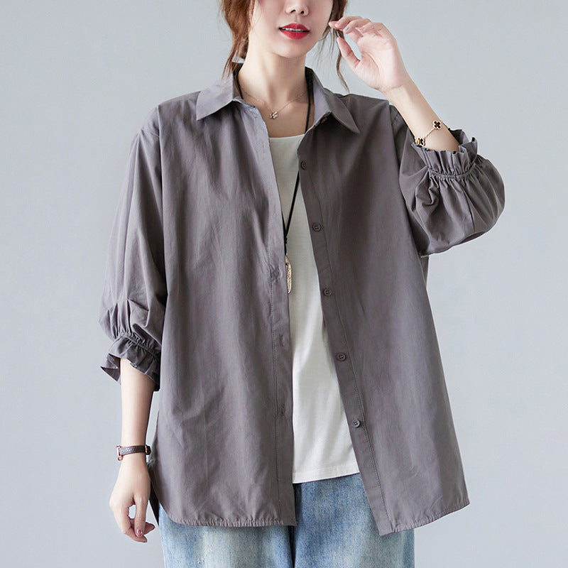 New Loose Plus Size Women's Three-quarter Lantern Sleeve Shirt Women