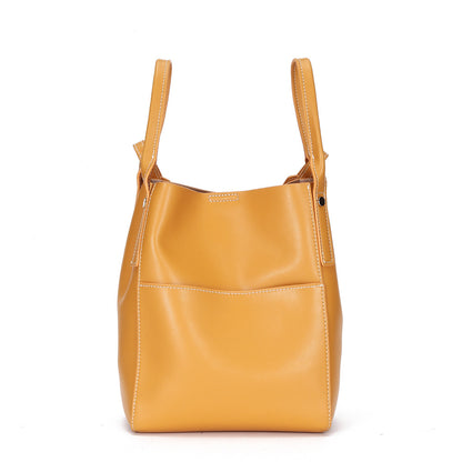 Original Fashion One-shoulder Soft Leather Bucket Bag