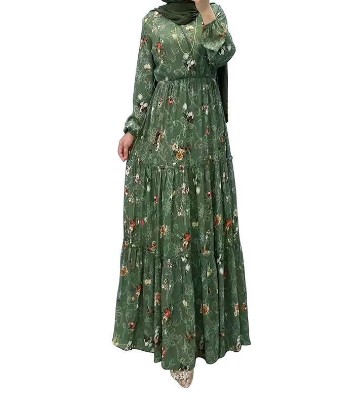 Robe à col roulé pour femmes, à fleurs, à la mode, robe musulmane de banlieue, nouvelle collection