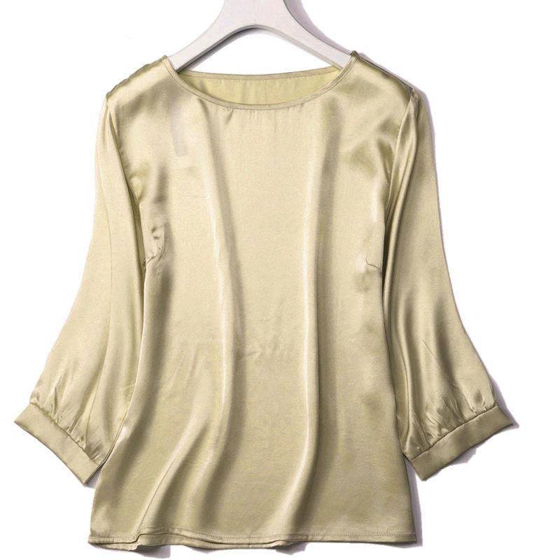 Chemise en satin brillant avec perles de soie et ver à soie haut de gamme