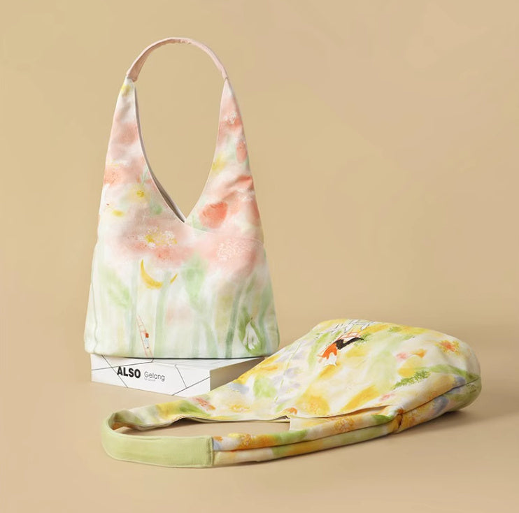 Illustration Canvas Bag Shoulder Bucket Bag