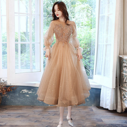 Women's Fashion Champagne Evening Dress