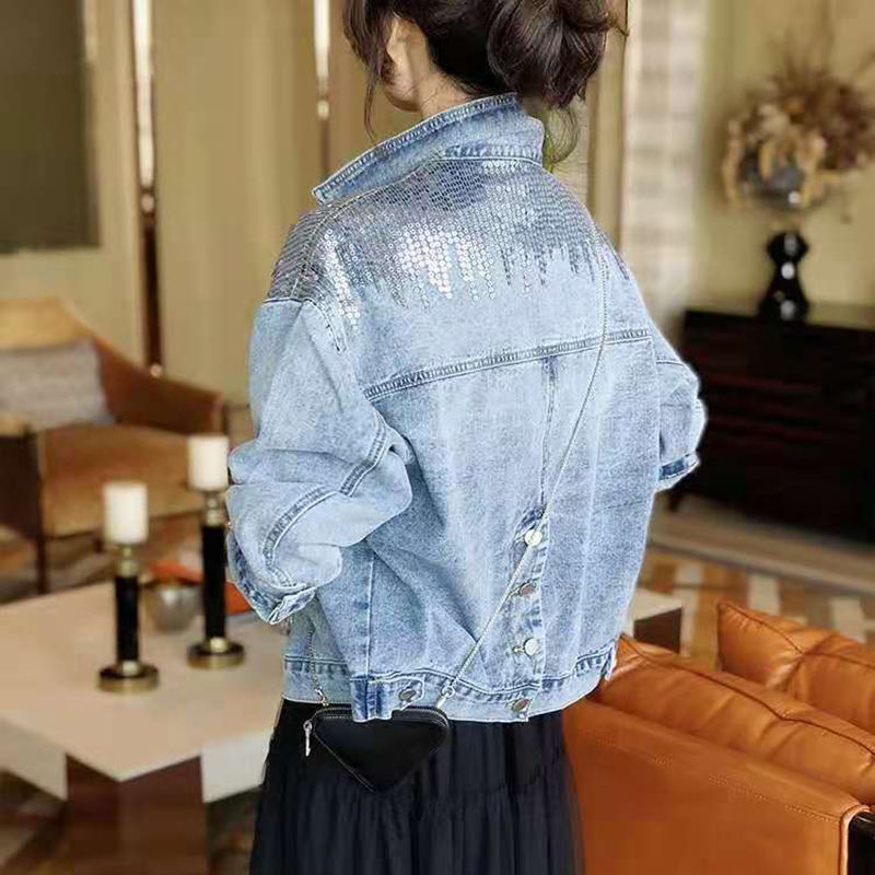 Women's Graceful And Fashionable Sequins Oversized Loose Coat