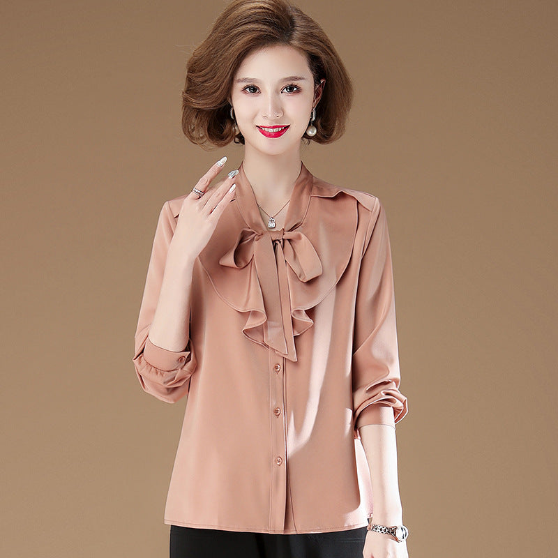 New Mother Spring  Ruffled Western-style Bottoming Shirt