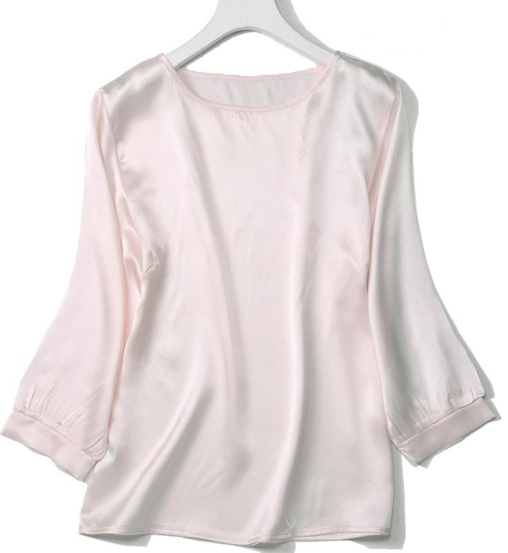 Chemise en satin brillant avec perles de soie et ver à soie haut de gamme