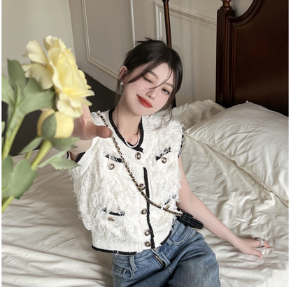 Romantic Su Short Sleeve Cardigan Vest Short Style