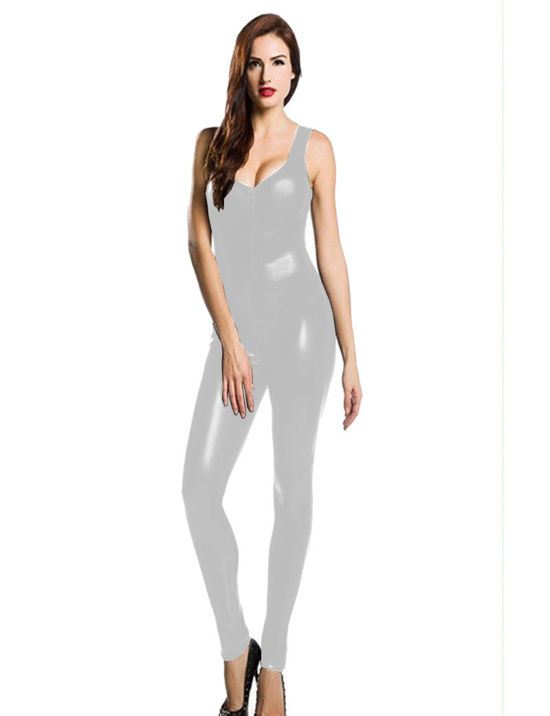 New Women's Pu Bodysuit Sleeveless