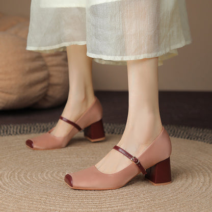 Pig Nose Square Toe High Heels Female