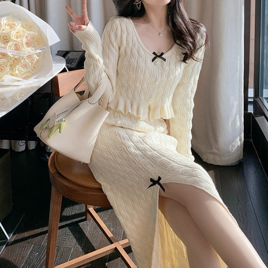 Long Skirt Two-piece Suit New Knitwear Sweater For Women