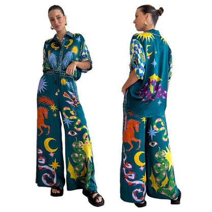 Southeast Asian Style Printed Leisure Suit Two Pieces