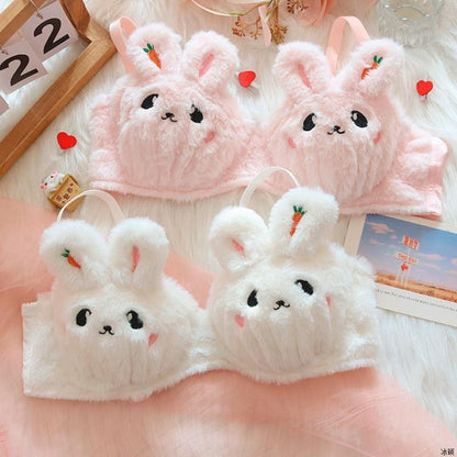 Moon Rabbit Girl Plush Bra Panties Set