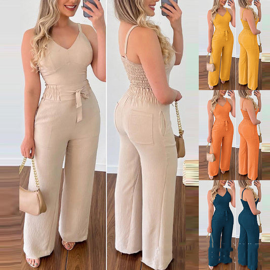 Traje informal con pantalones de pierna recta y camisola para mujer