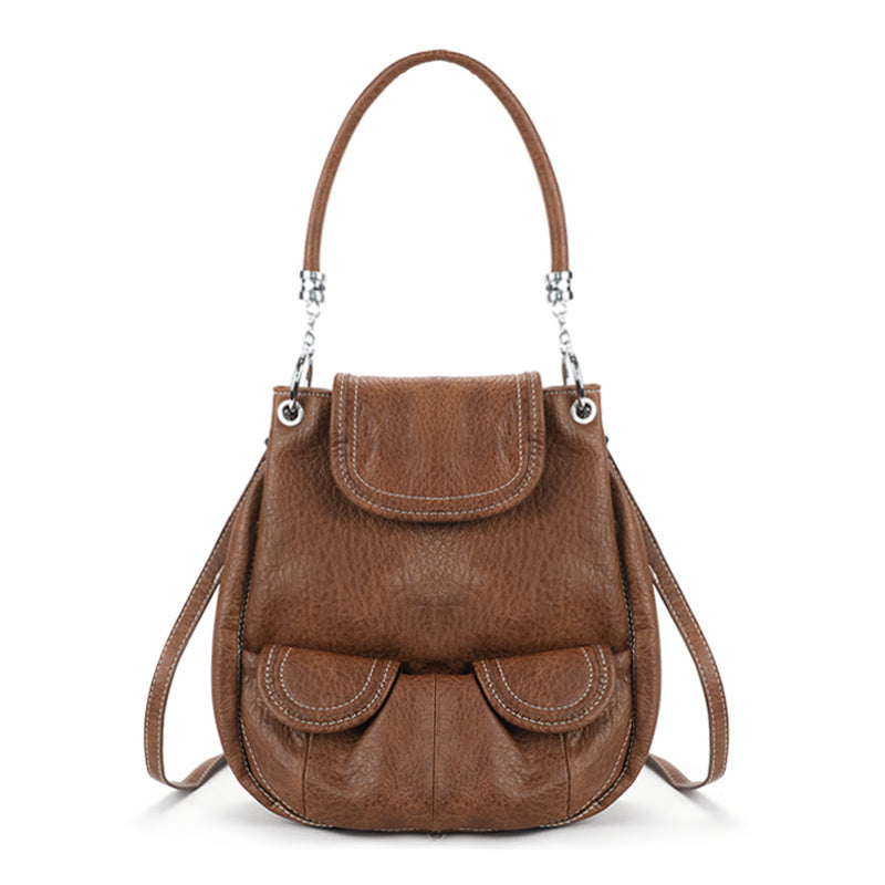 Saddle Backpack Vintage Brown Pocket Crossbody