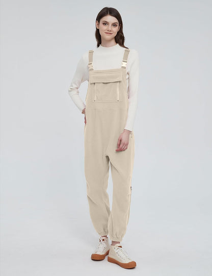 Women's Pocket Solid Color Adjustable Shoulder Strap Jumpsuit