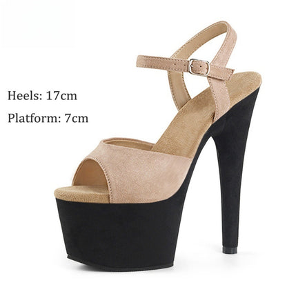 Sandalias de tacón alto de ante de 17 cm modelo pasarela