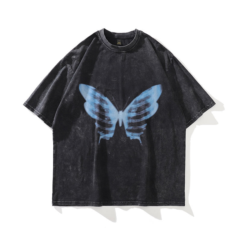 Butterfly Printing, Stir-colored And Worn Half Sleeve