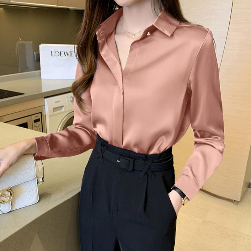 Design Sense Niche Workplace Women's Temperament Long Sleeve Shirt