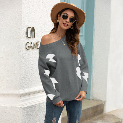 Pull imprimé à col rond pour femme