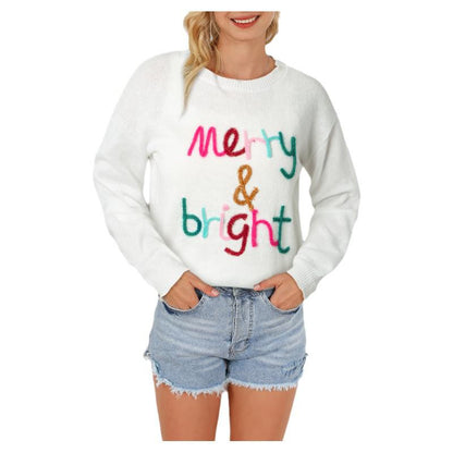 Pullover Crew Neck Casual Style Letter Printed Sweater