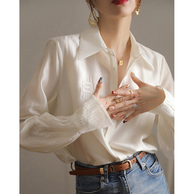 A Niche Chic Chiffon White Shirt For Women