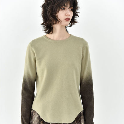 Women's Hanging Dyed Gradient Round Neck Thickened Pullover Sweater