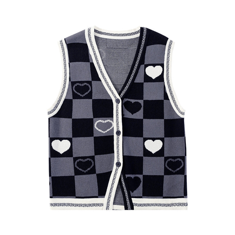 Gilet pull rétro à col en V pour femme