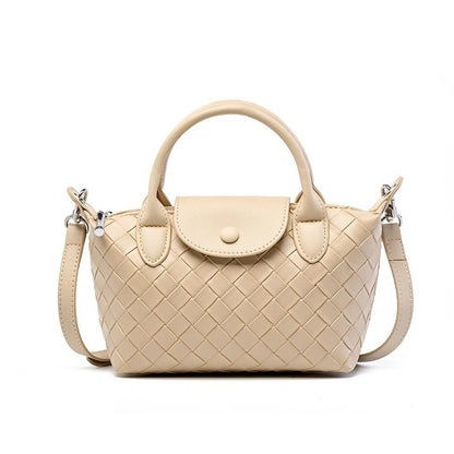 Fashion Cattlehide Leather Woven Leather Handbag