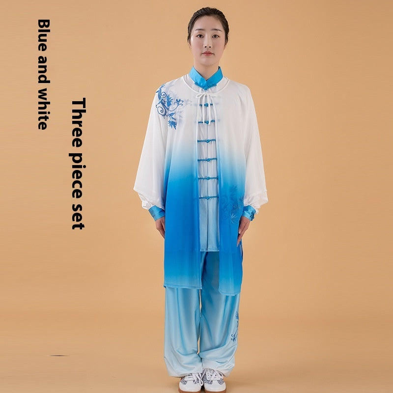 Milk Silk Gradient Color Tai Ji Suit Middle-aged And Elderly Martial Arts Costume Suit