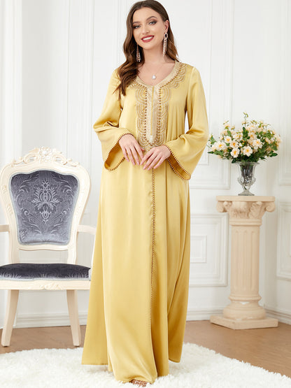 Bead Long Sleeve European And American Fashion Dress