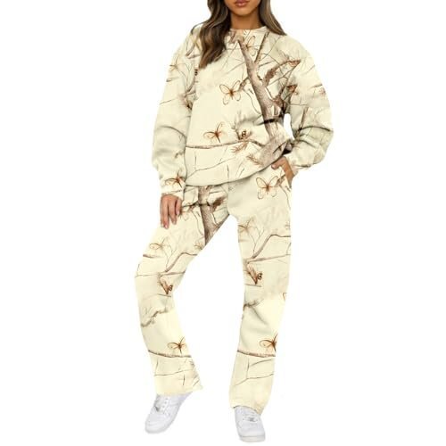 Women's 3 Camouflage Leaves Sports Hooded Long Sleeve Sweatshirt And Sweatpants Sets