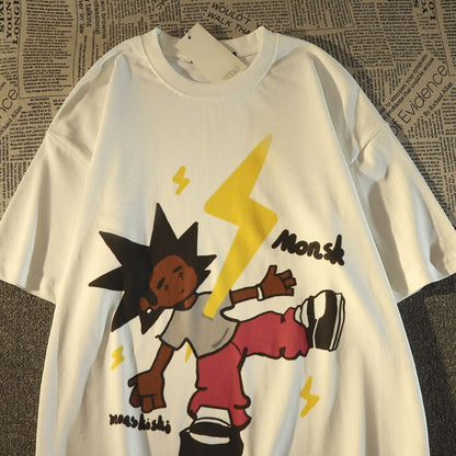 T-shirt fin de marque de mode américaine, nouveau dessin animé