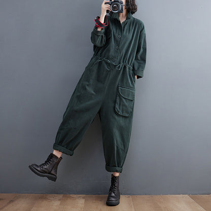 Women's Jumpsuit Retro Art And Versatile Plus Size Loose One-piece Trousers Autumn New Casual Pants