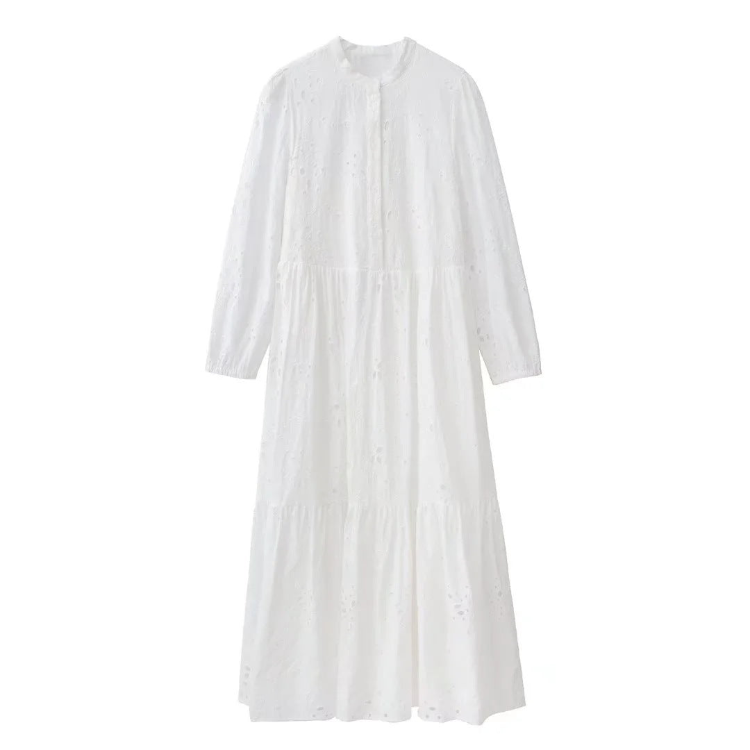 Robe ample brodée creuse pour femmes