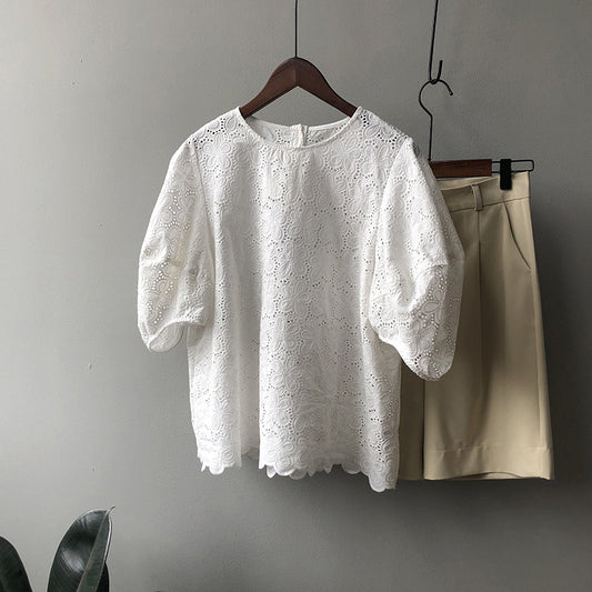 Korean Style Ins Literary Puff Sleeve Shirt Top Women