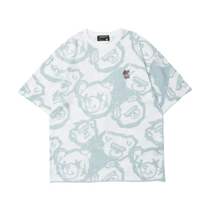 Camiseta japonesa con estampado de oso y estampado completo de tendencia de verano