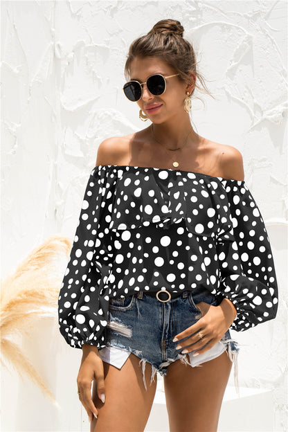 Polka Dot Off-Shoulder Layered Blouse