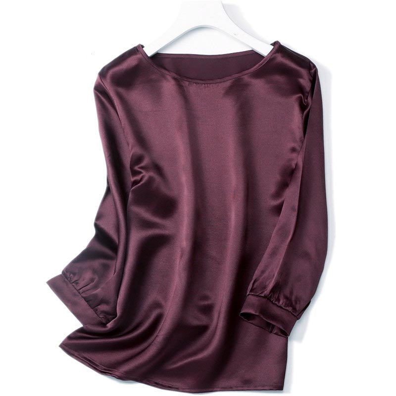 Chemise en satin brillant avec perles de soie et ver à soie haut de gamme