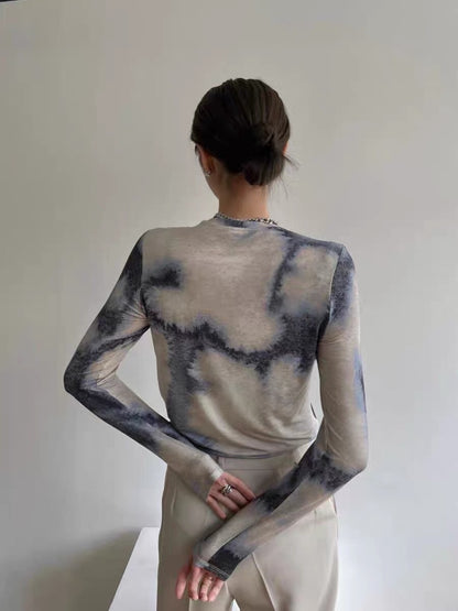 Fashion Gradient Tie Dye Bottoming Long Sleeves