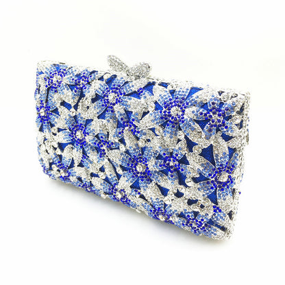 Cartera de cena con diamantes de imitación y flores estilo boutique europeo y americano