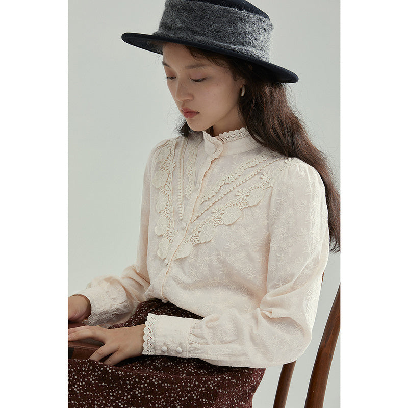 Long-sleeved Lace Shirt Temperament All-match Slimming Bottoming Shirt Top