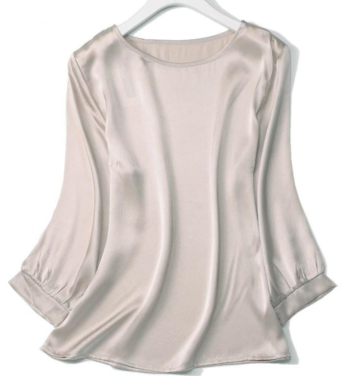 Chemise en satin brillant avec perles de soie et ver à soie haut de gamme