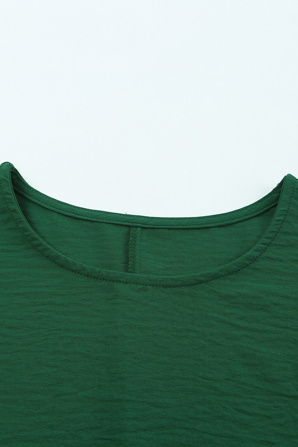 Green Casual Shirred Cuffs Half Sleeve Top