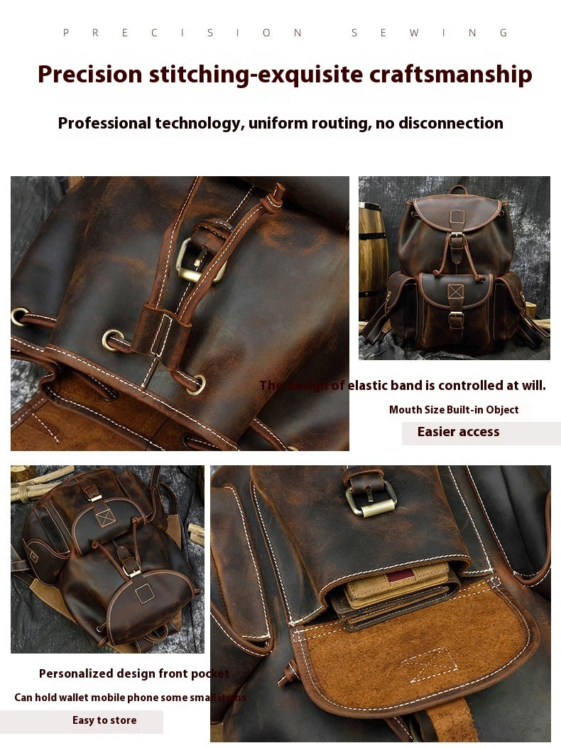 Retro Men's Cowhide Casual Backpack