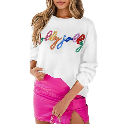 Pullover Crew Neck Casual Style Letter Printed Sweater