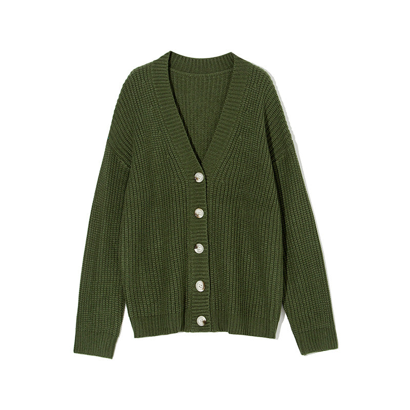 Cardigan ample à col en V pour femme, simple, automne et hiver