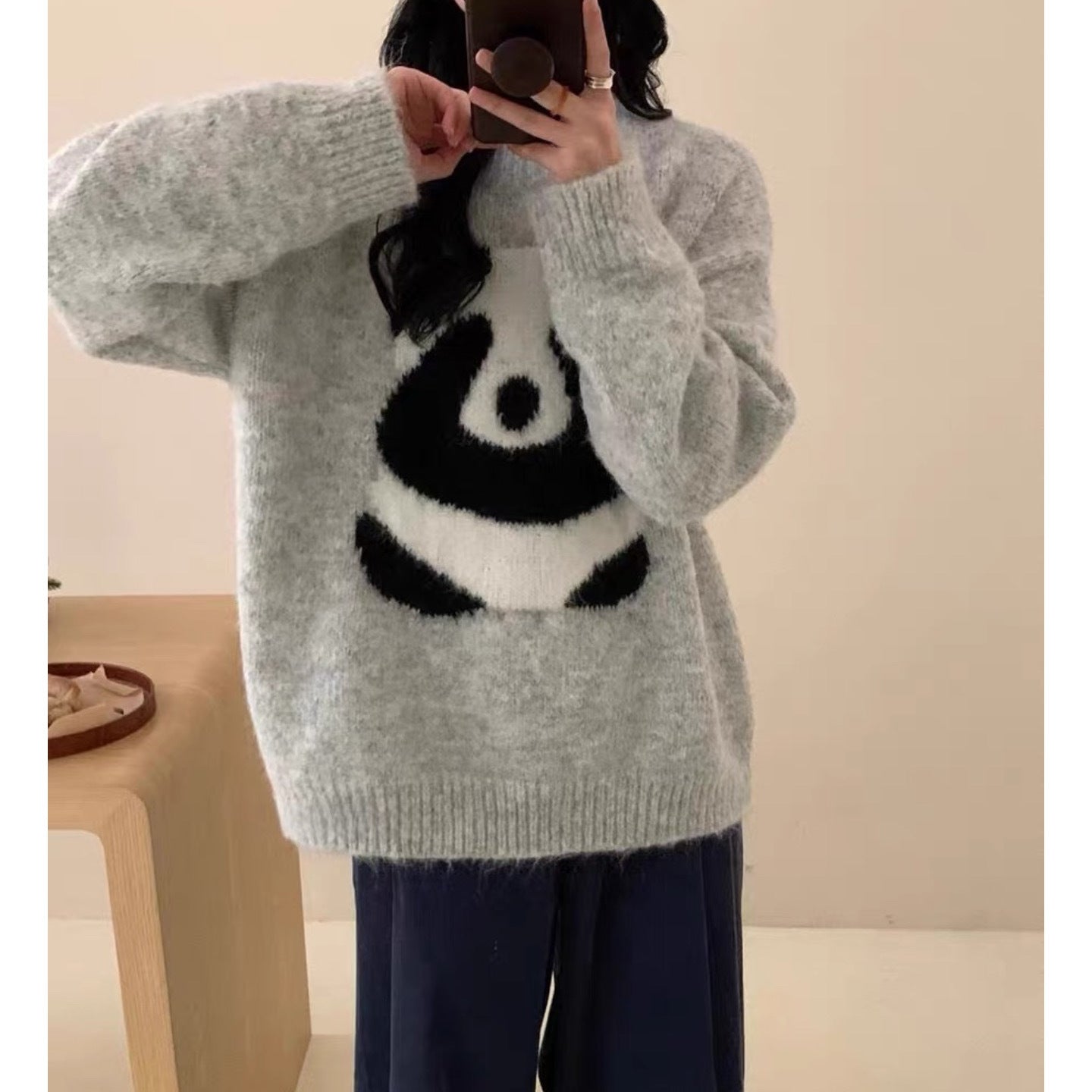 Cute Panda Lazy Sweater Female