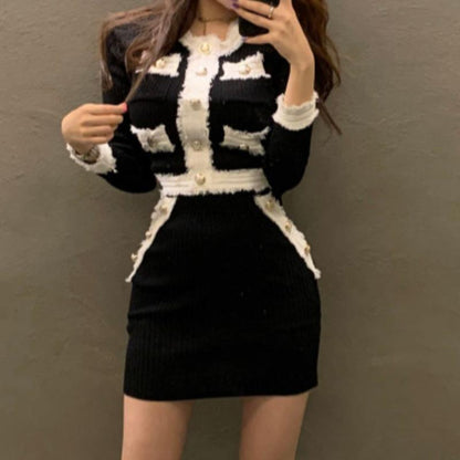 Women's Knitted Sweater Skirt Two-piece Set