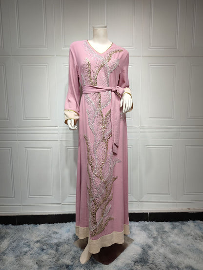 Robe musulmane brodée de paillettes, mode