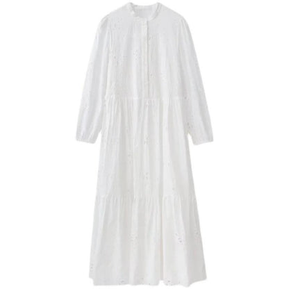 Robe ample brodée creuse pour femmes